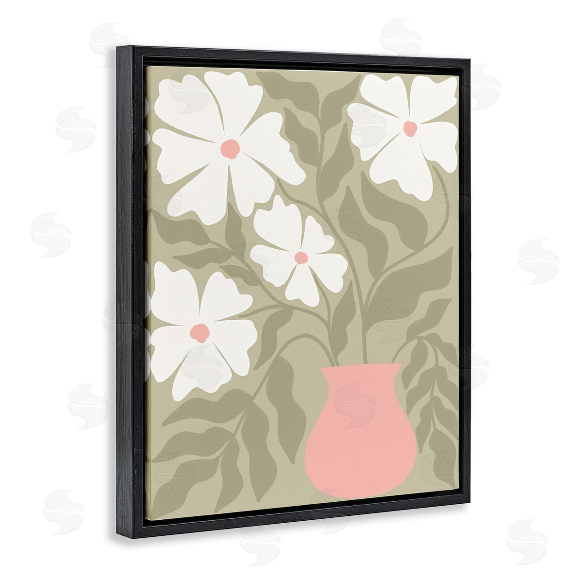 Taylor Shannon Designs Funky Pastel Florals Black Floating Frame Canvas Wall Art Print