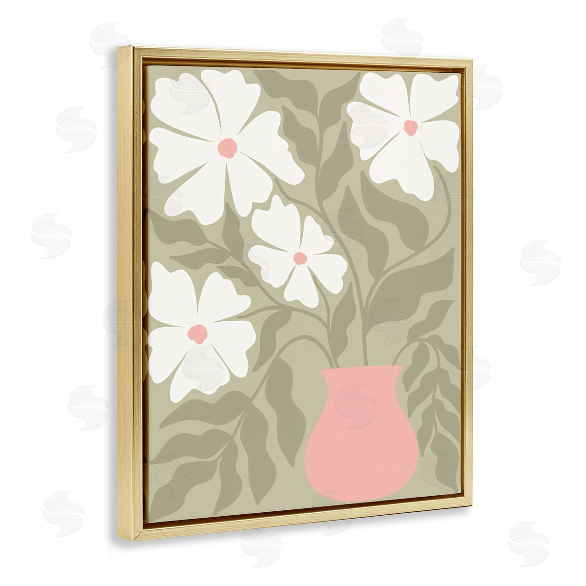 Taylor Shannon Designs Funky Pastel Florals Gold Floating Frame Canvas Wall Art Print