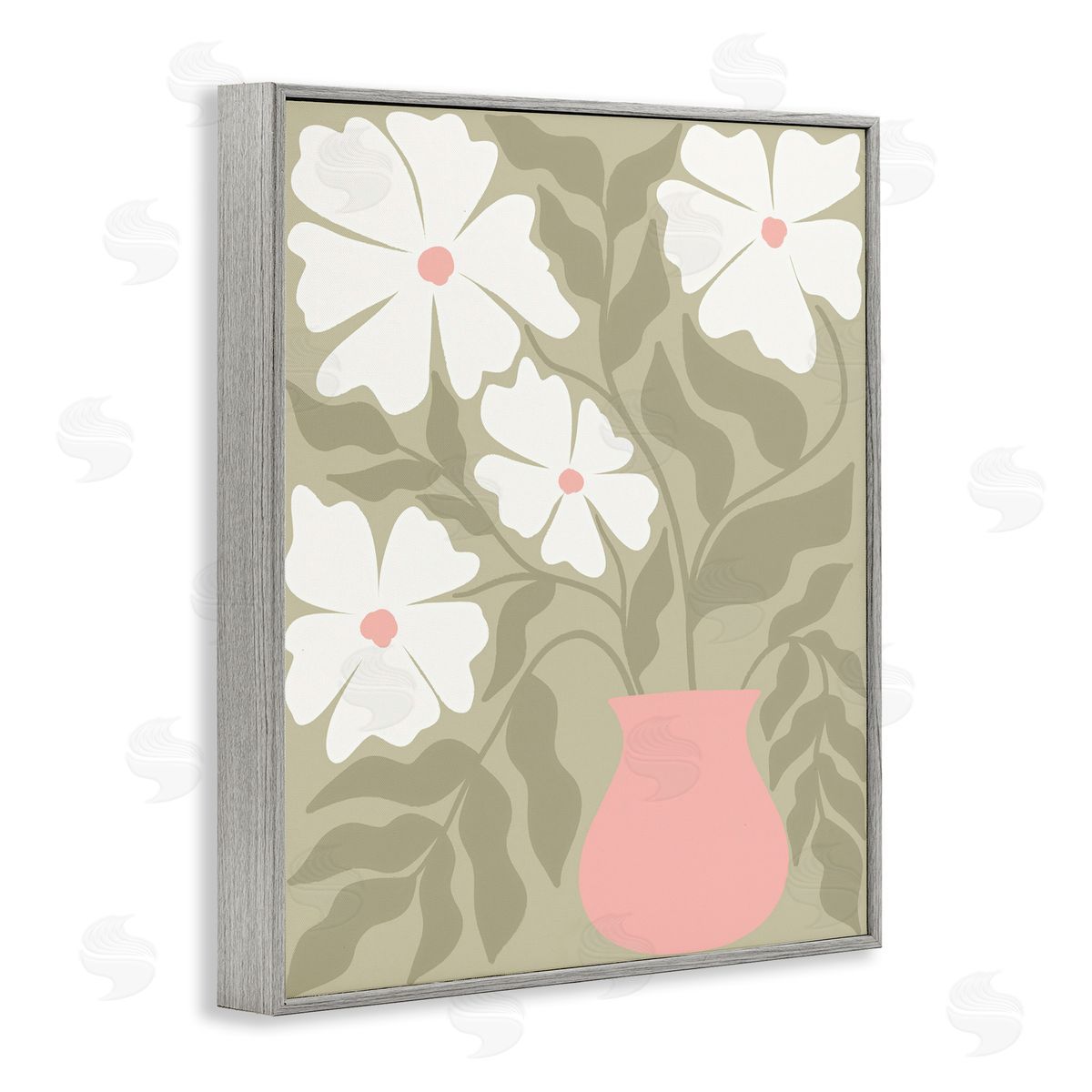 Taylor Shannon Designs Funky Pastel Florals Gray Framed Giclee Wall Art Print