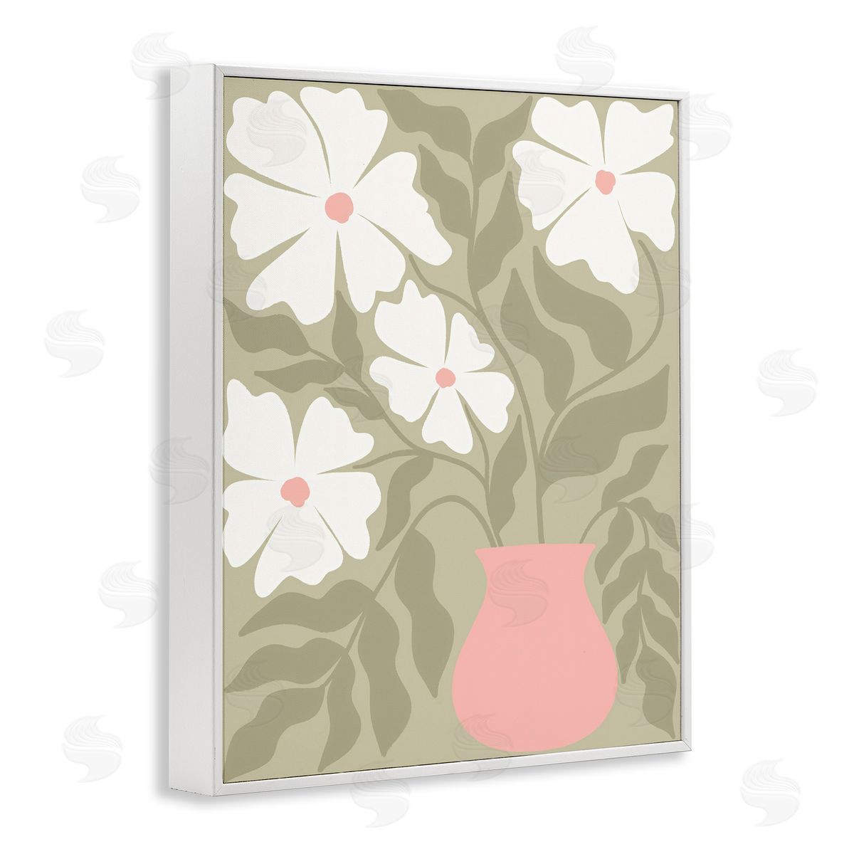 Taylor Shannon Designs Funky Pastel Florals White Framed Giclee Wall Art Print