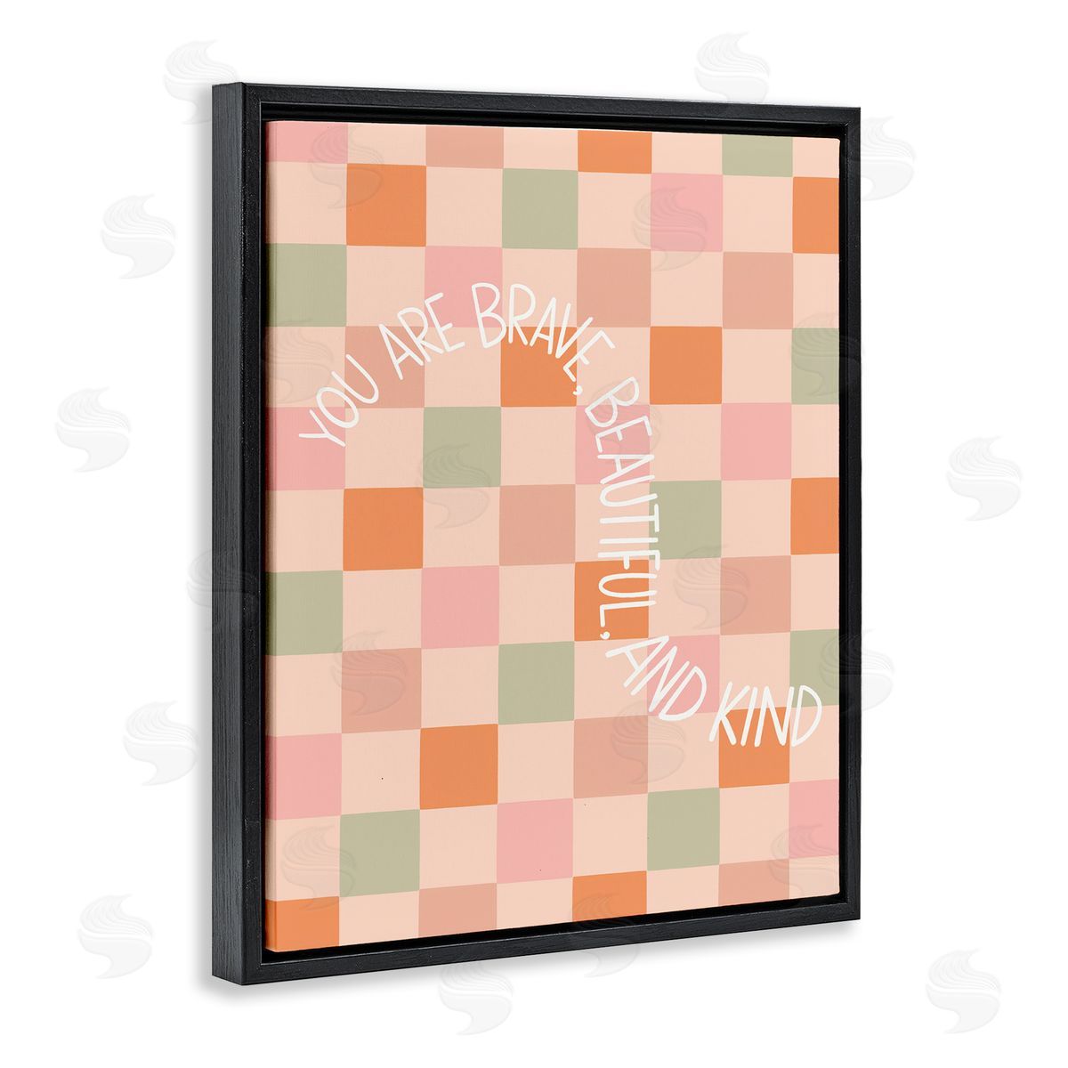 Taylor Shannon Designs Checkered You Are Brave Black Floating Frame Canvas Wall Art Print