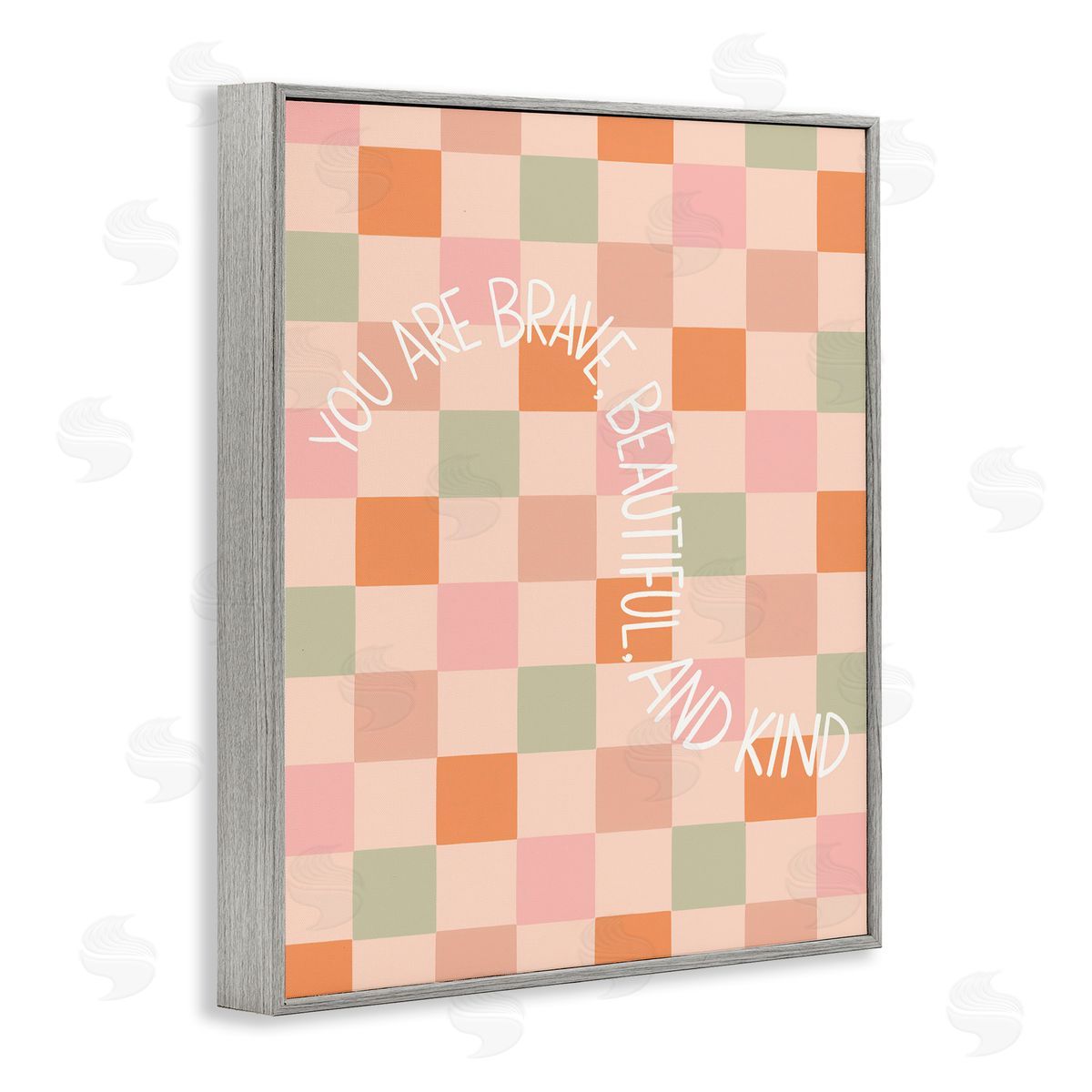 Taylor Shannon Designs Checkered You Are Brave Gray Framed Giclee Wall Art Print