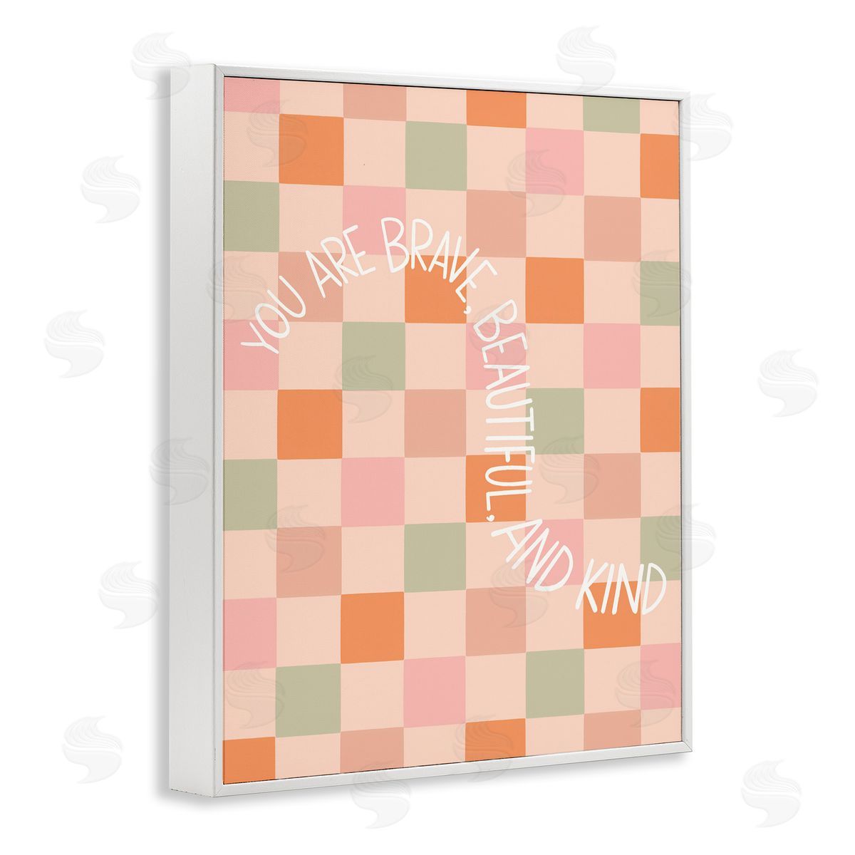 Taylor Shannon Designs Checkered You Are Brave White Framed Giclee Wall Art Print