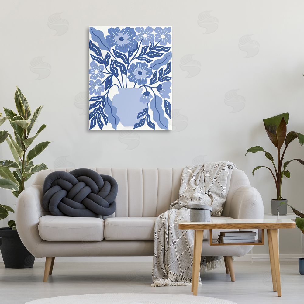 Taylor Shannon Designs Blue & White Flower Vase Canvas Wall Art Print in Room