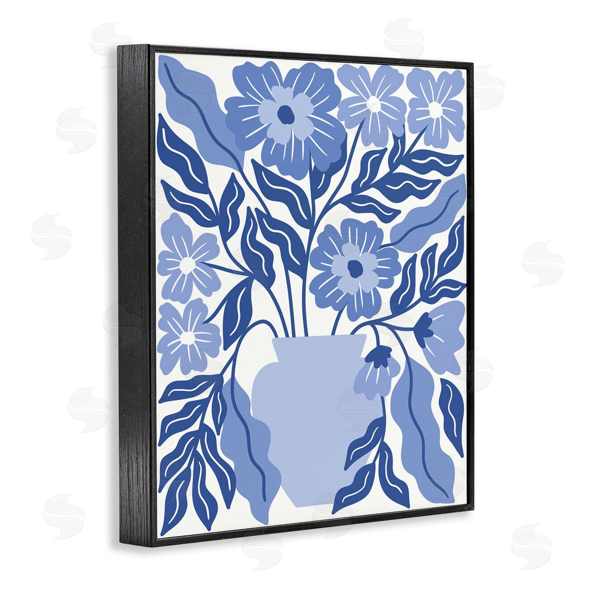 Taylor Shannon Designs Blue & White Flower Vase Black Framed Giclee Wall Art Print