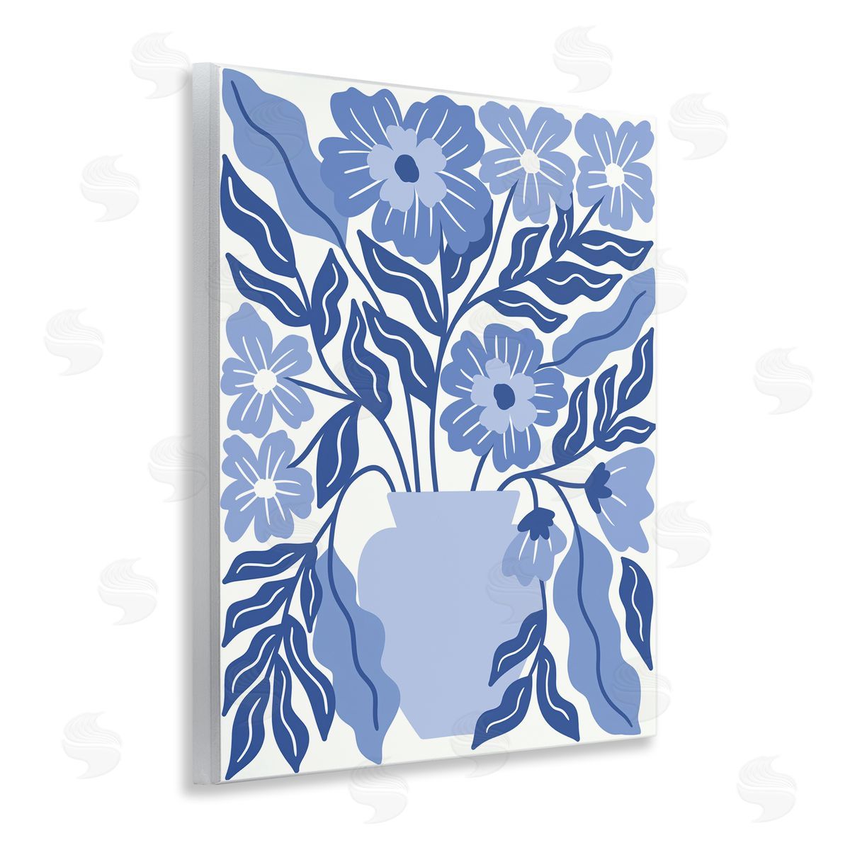 Taylor Shannon Designs Blue & White Flower Vase Wooden Wall Plaque Art Print
