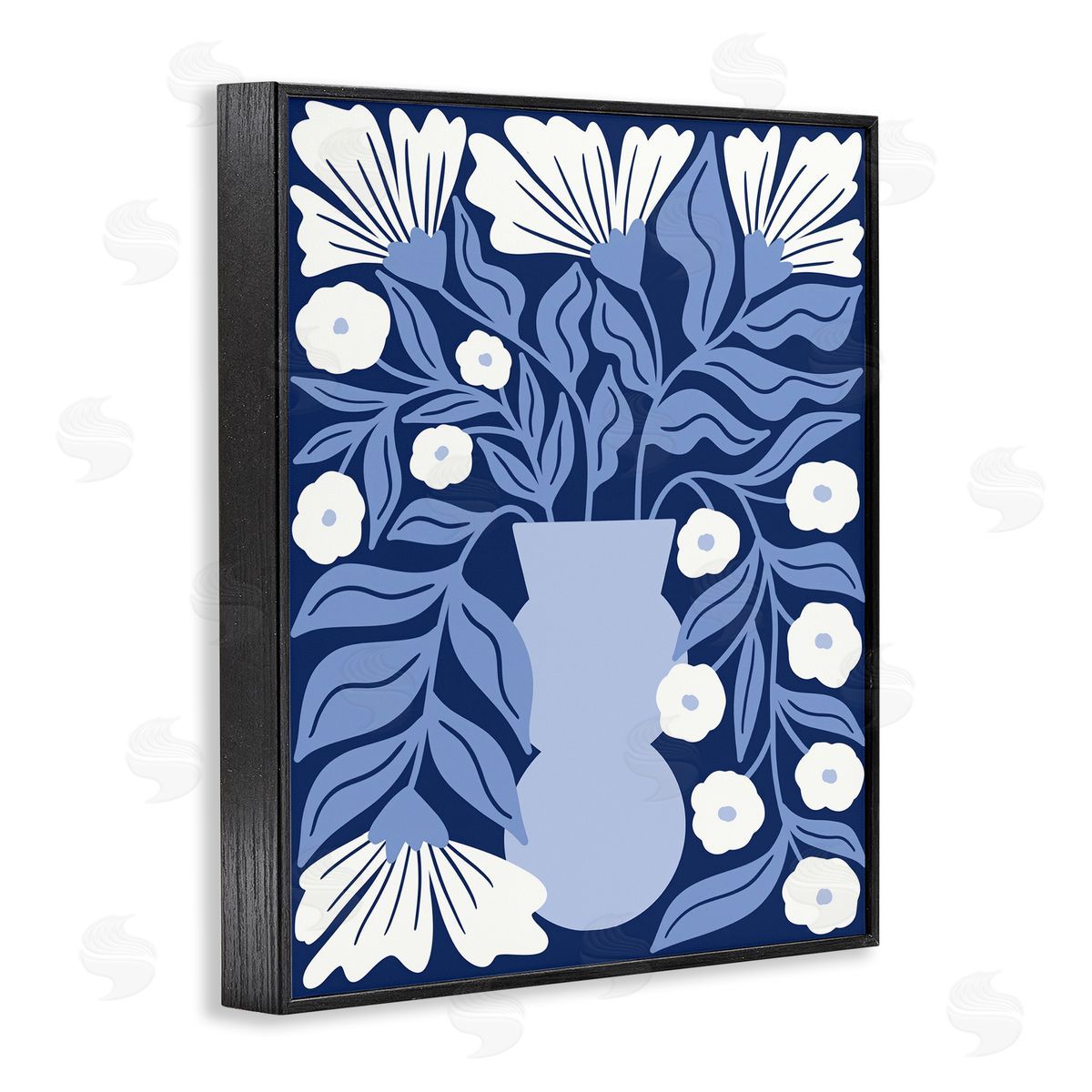 Taylor Shannon Designs Funky Blue Flower Vase Black Framed Giclee Wall Art Print