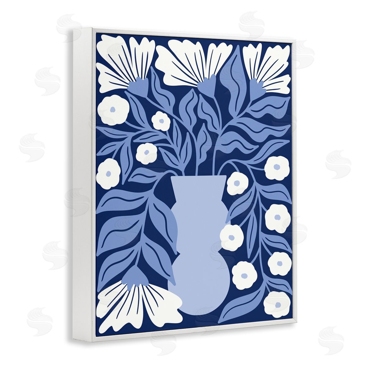 Taylor Shannon Designs Funky Blue Flower Vase White Framed Giclee Wall Art Print