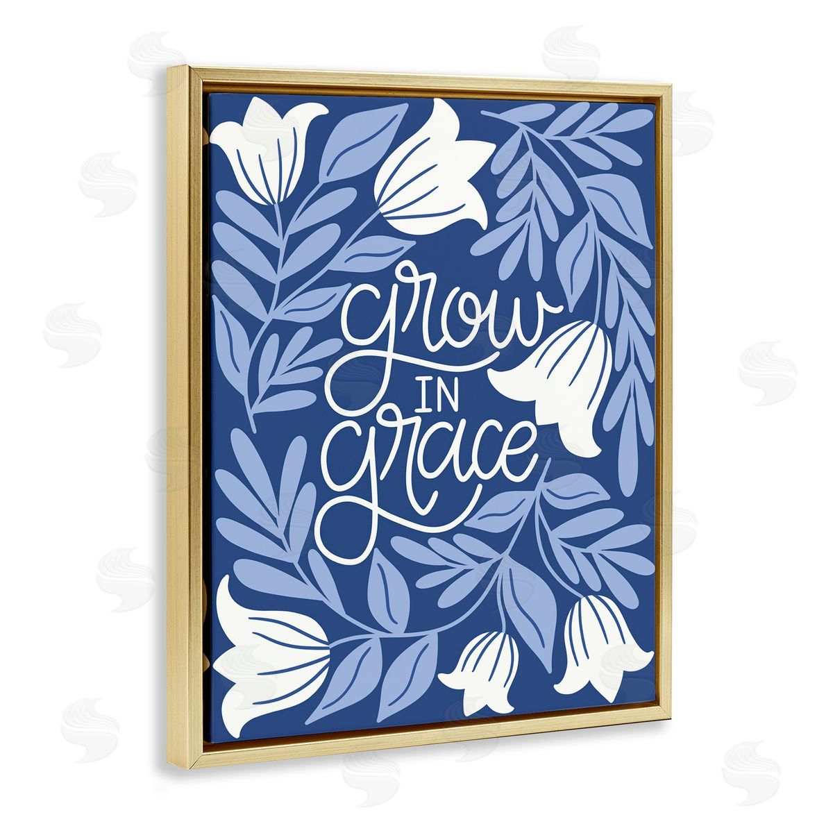 Taylor Shannon Designs Grow in Grace Florals Gold Floating Frame Canvas Wall Art Print