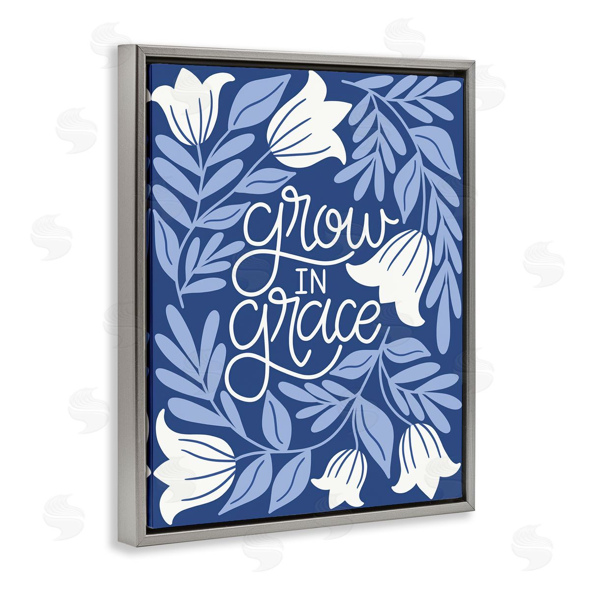 Taylor Shannon Designs Grow in Grace Florals Gray Floating Frame Canvas Wall Art Print