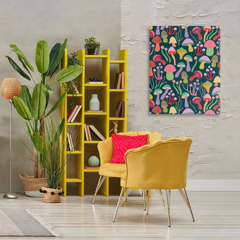 Caroline Alfreds Magical Times Mushrooms Canvas Wall Art Print in Room