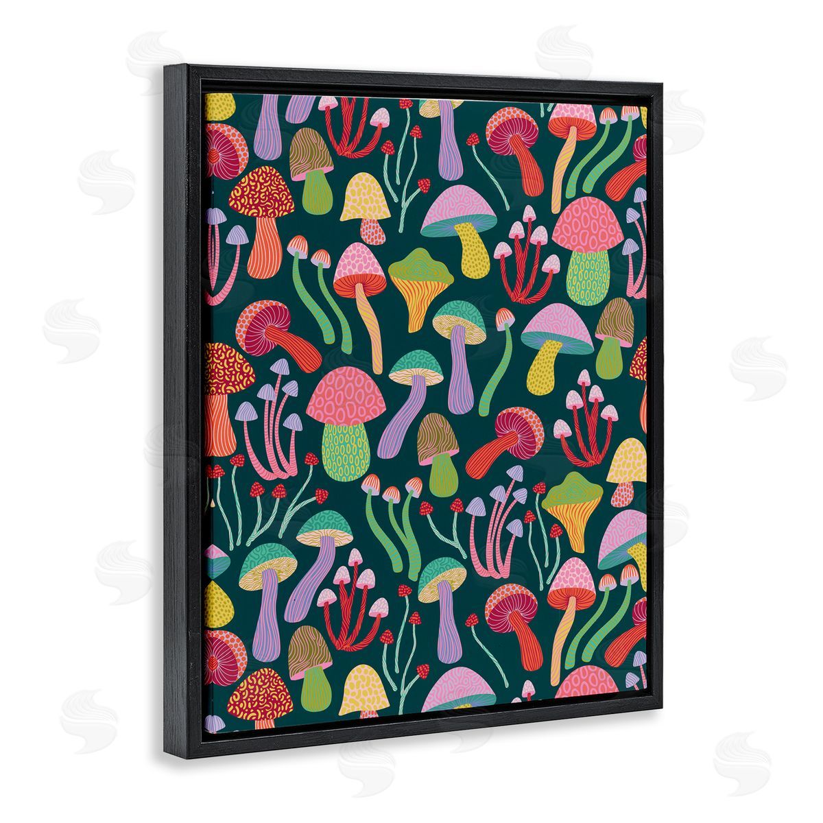 Caroline Alfreds Magical Times Mushrooms Black Floating Frame Canvas Wall Art Print