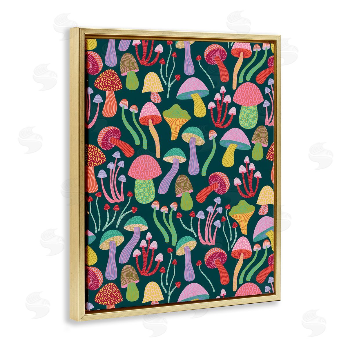 Caroline Alfreds Magical Times Mushrooms Gold Floating Frame Canvas Wall Art Print