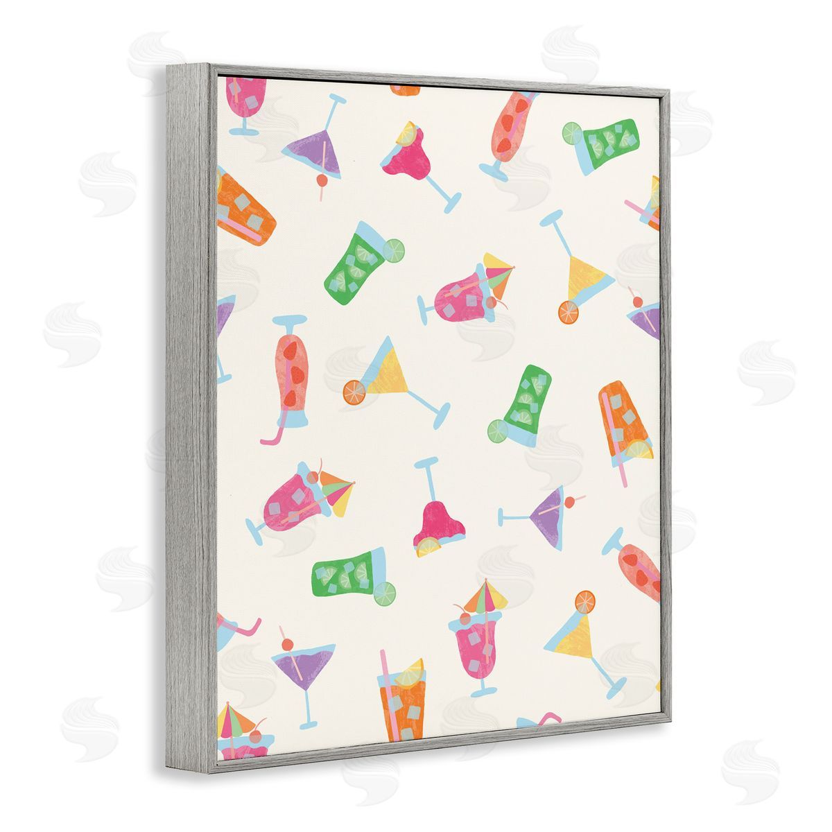 Taylor Shannon Designs Summertime Cocktails Patterns Gray Framed Giclee Wall Art Print
