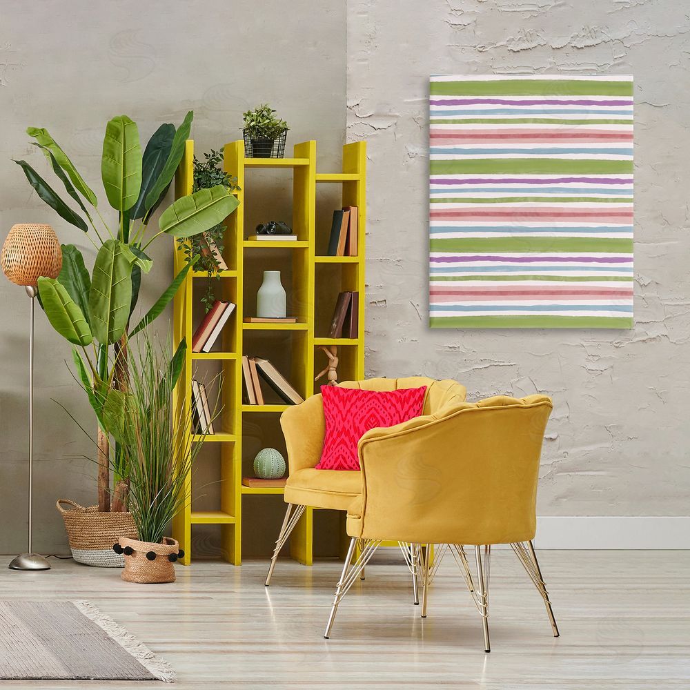 Nina Muis Surface Design Fun Stripes Pattern Canvas Wall Art Print in Room