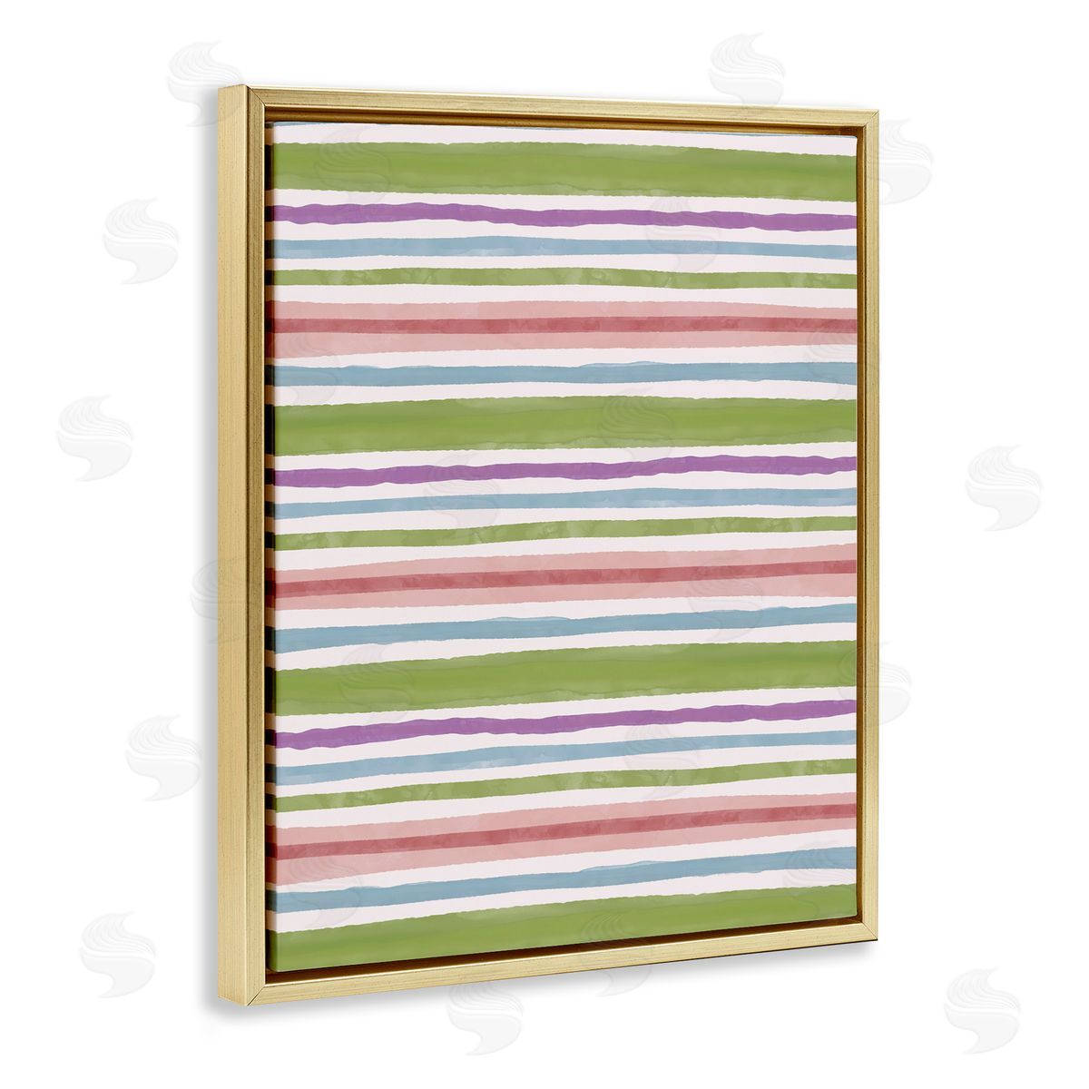 Nina Muis Surface Design Fun Stripes Pattern Gold Floating Frame Canvas Wall Art Print