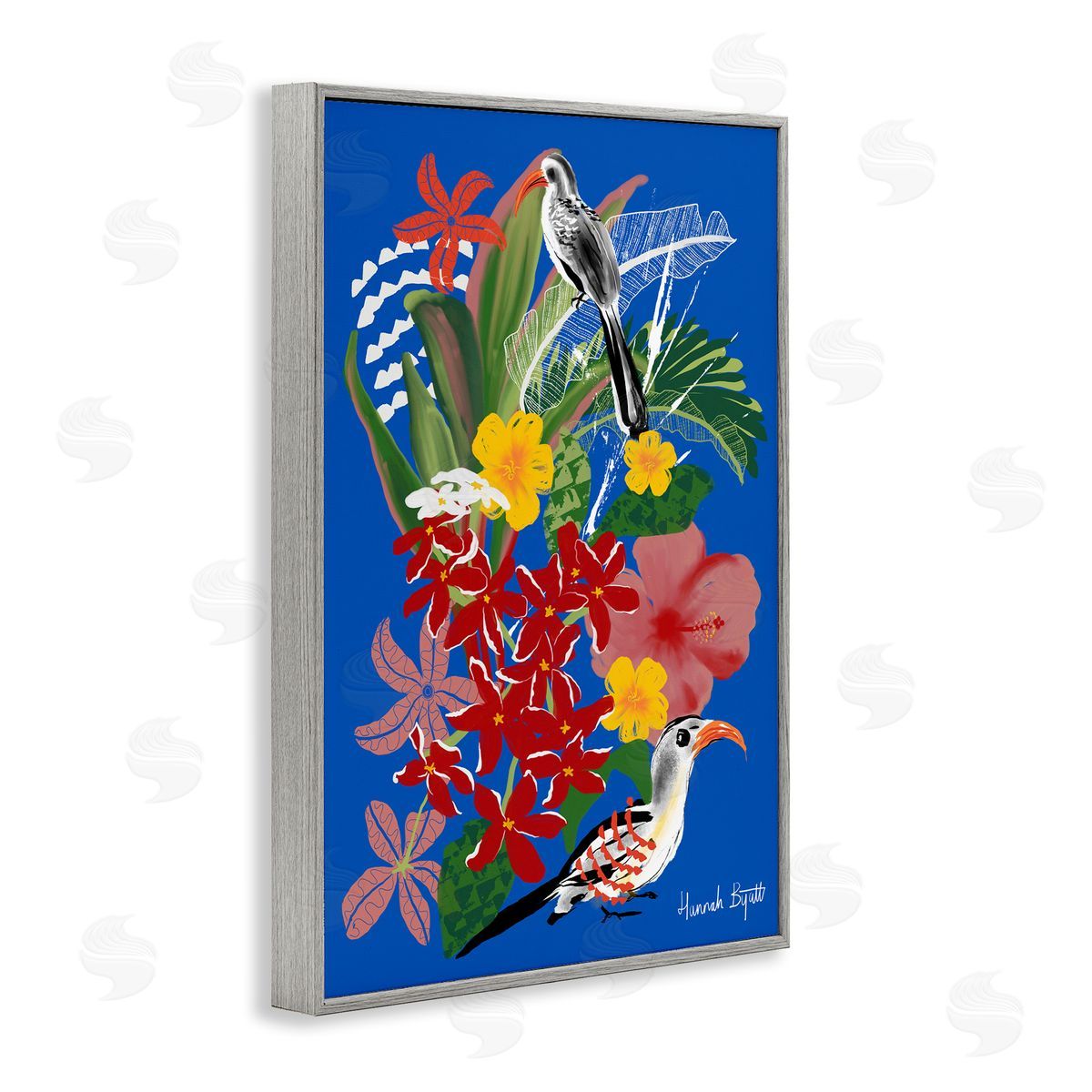 Hannah Byatt Gambia Inspired Botanicals Gray Framed Giclee Wall Art Print