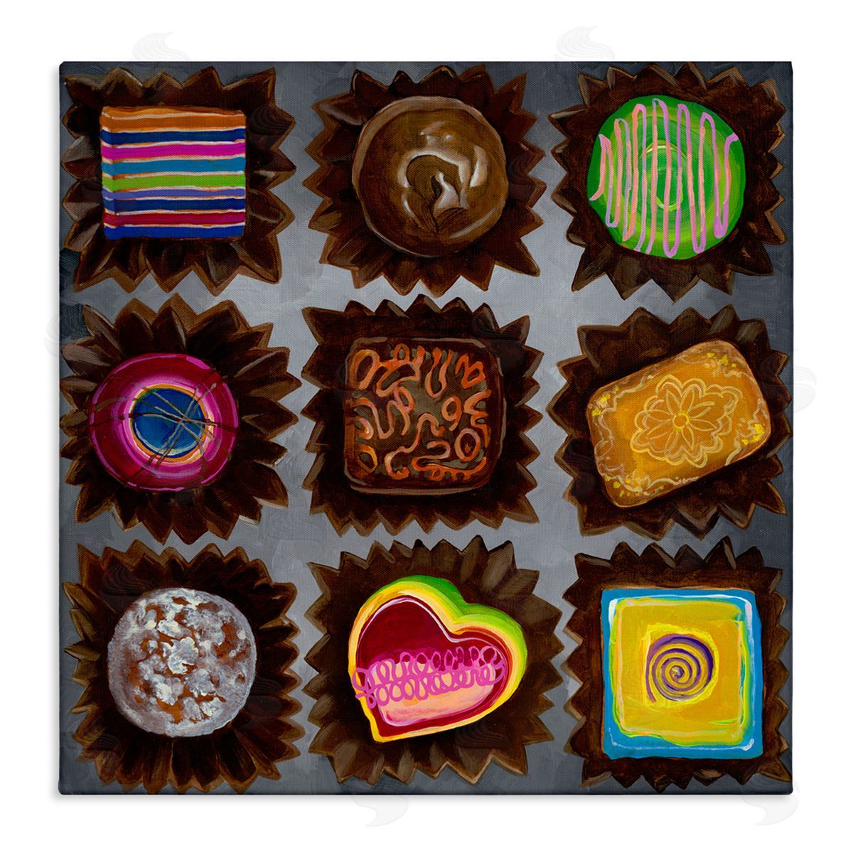 Liz Jardine Various Dessert Chocolates Canvas Wall Art Print