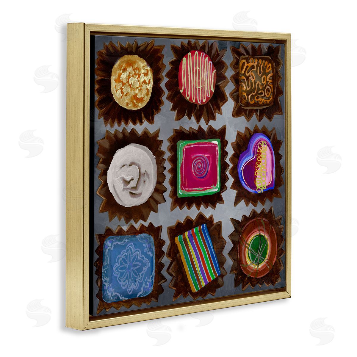 Liz Jardine Mixed Chocolate Pieces Gold Floating Frame Canvas Wall Art Print
