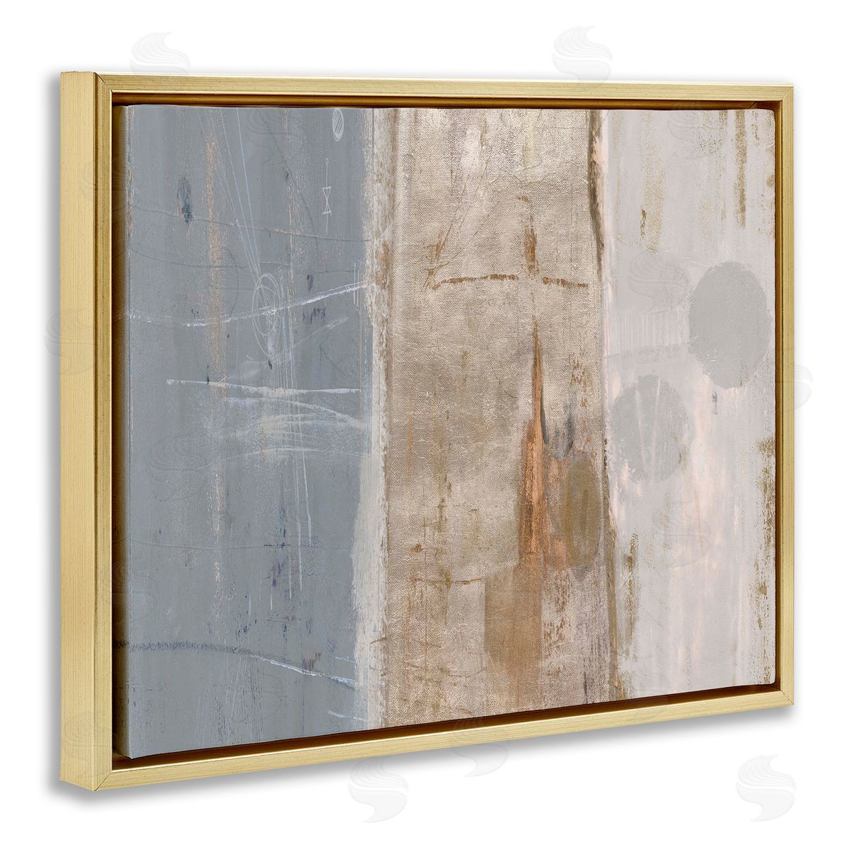 Kingsley Tunnel Vision Abstraction Gold Floating Frame Canvas Wall Art Print
