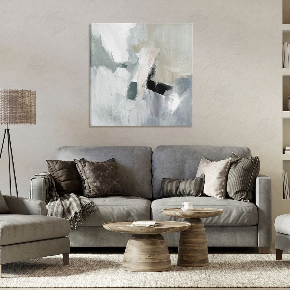 Lanie Loreth Quiet In Grays Abstract Canvas Wall Art Print in Room