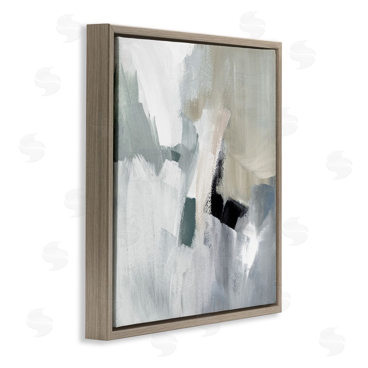 Lanie Loreth Quiet In Grays Abstract Brown Floating Frame Canvas Wall Art Print