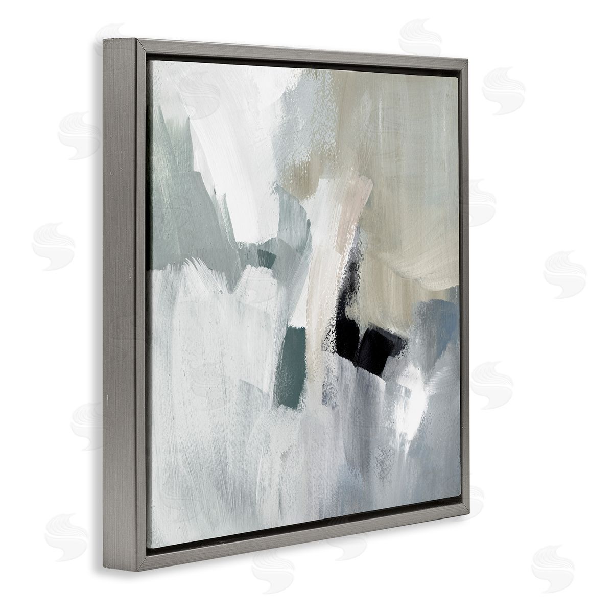 Lanie Loreth Quiet In Grays Abstract Gray Floating Frame Canvas Wall Art Print