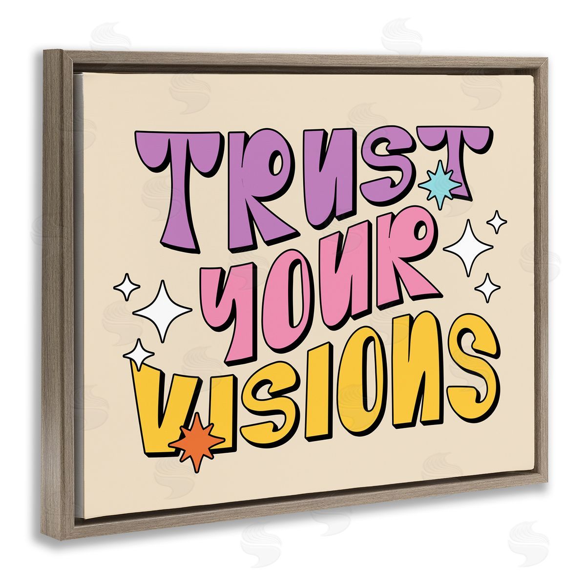 Ahmed Sameh Hussein Retro Trust Your Visions Brown Floating Frame Canvas Wall Art Print
