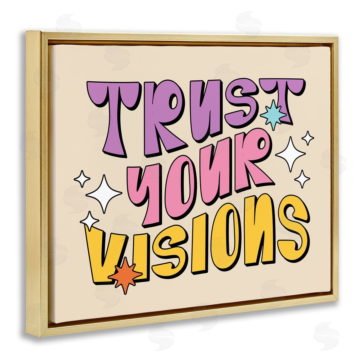 Ahmed Sameh Hussein Retro Trust Your Visions Gold Floating Frame Canvas Wall Art Print