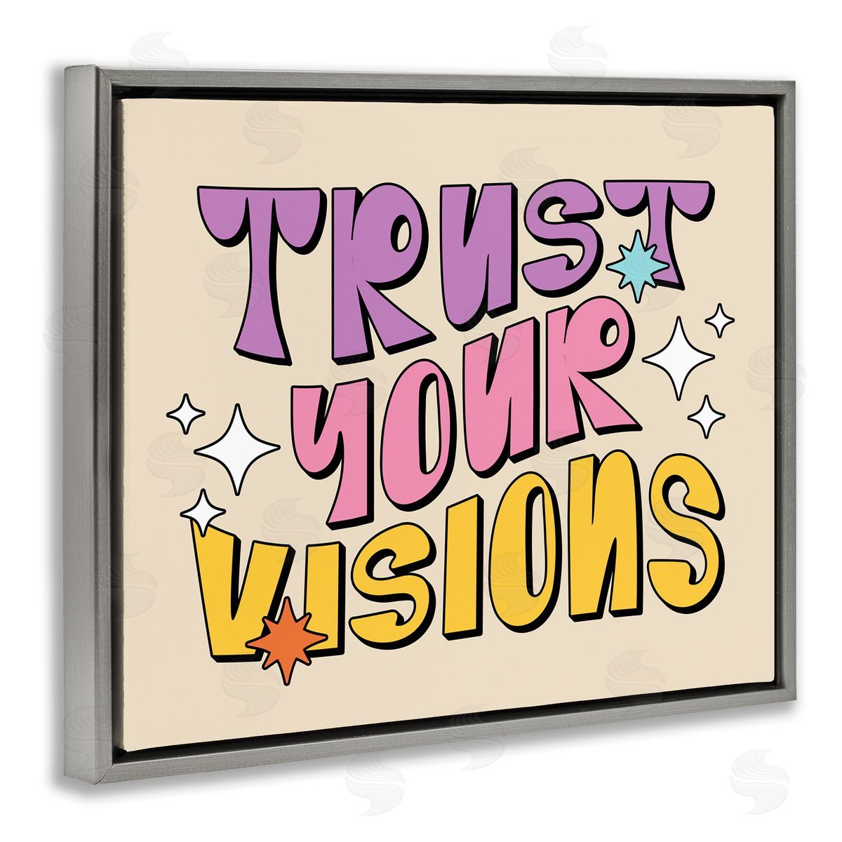 Ahmed Sameh Hussein Retro Trust Your Visions Gray Floating Frame Canvas Wall Art Print