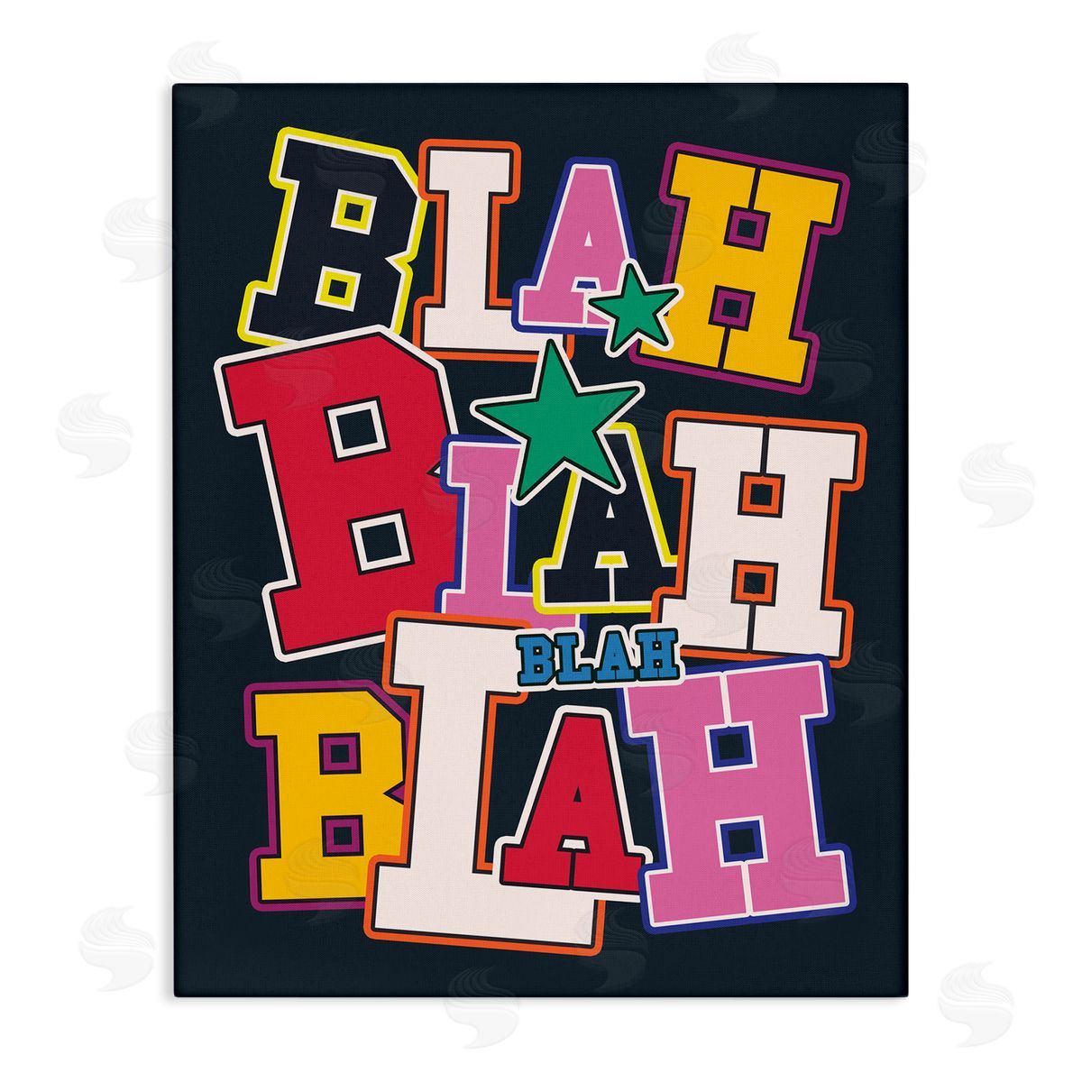 Ahmed Sameh Hussein Bold Blah Blah Text Canvas Wall Art Print