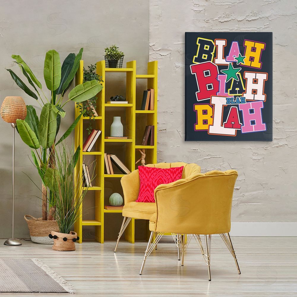 Ahmed Sameh Hussein Bold Blah Blah Text Canvas Wall Art Print in Room
