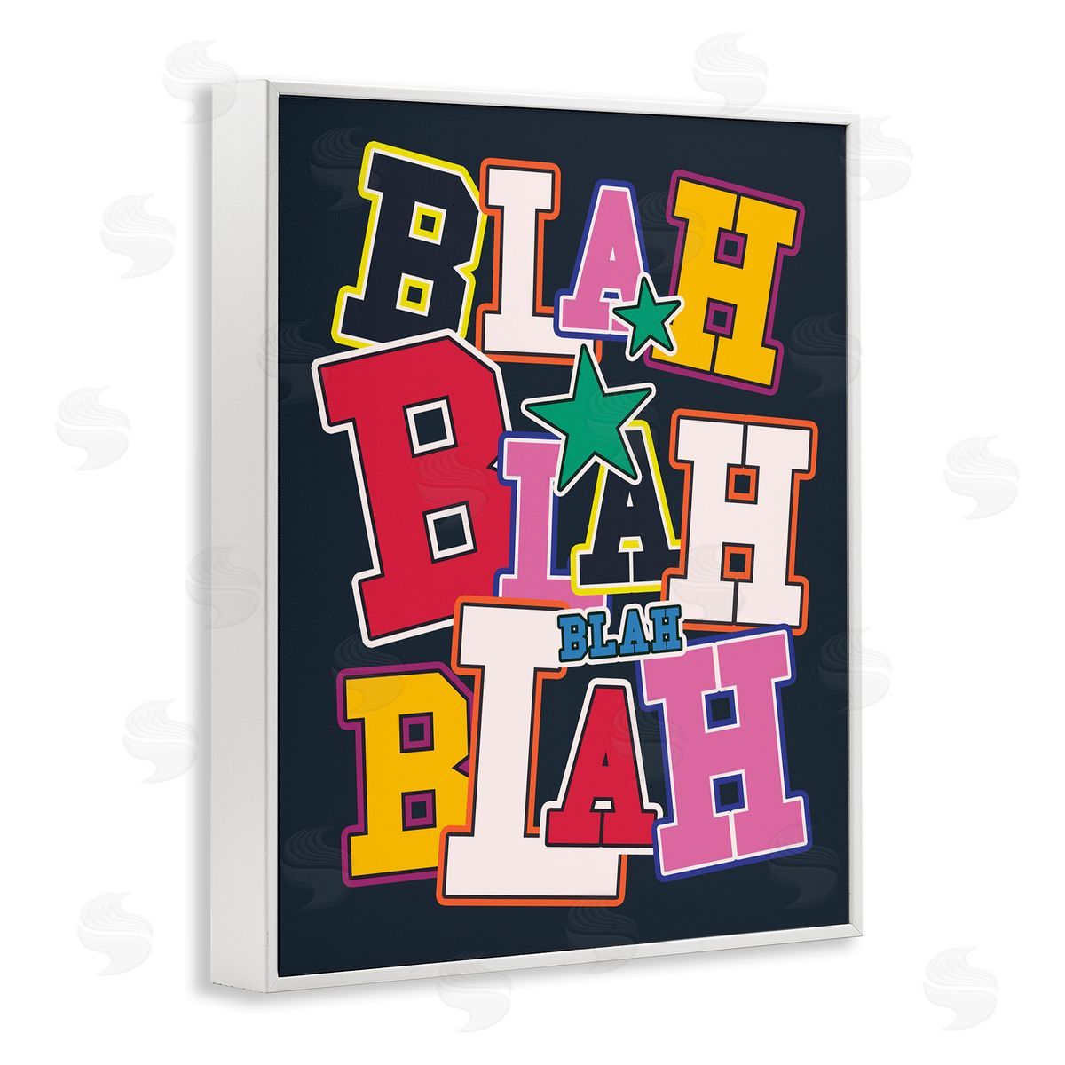 Ahmed Sameh Hussein Bold Blah Blah Text White Framed Giclee Wall Art Print