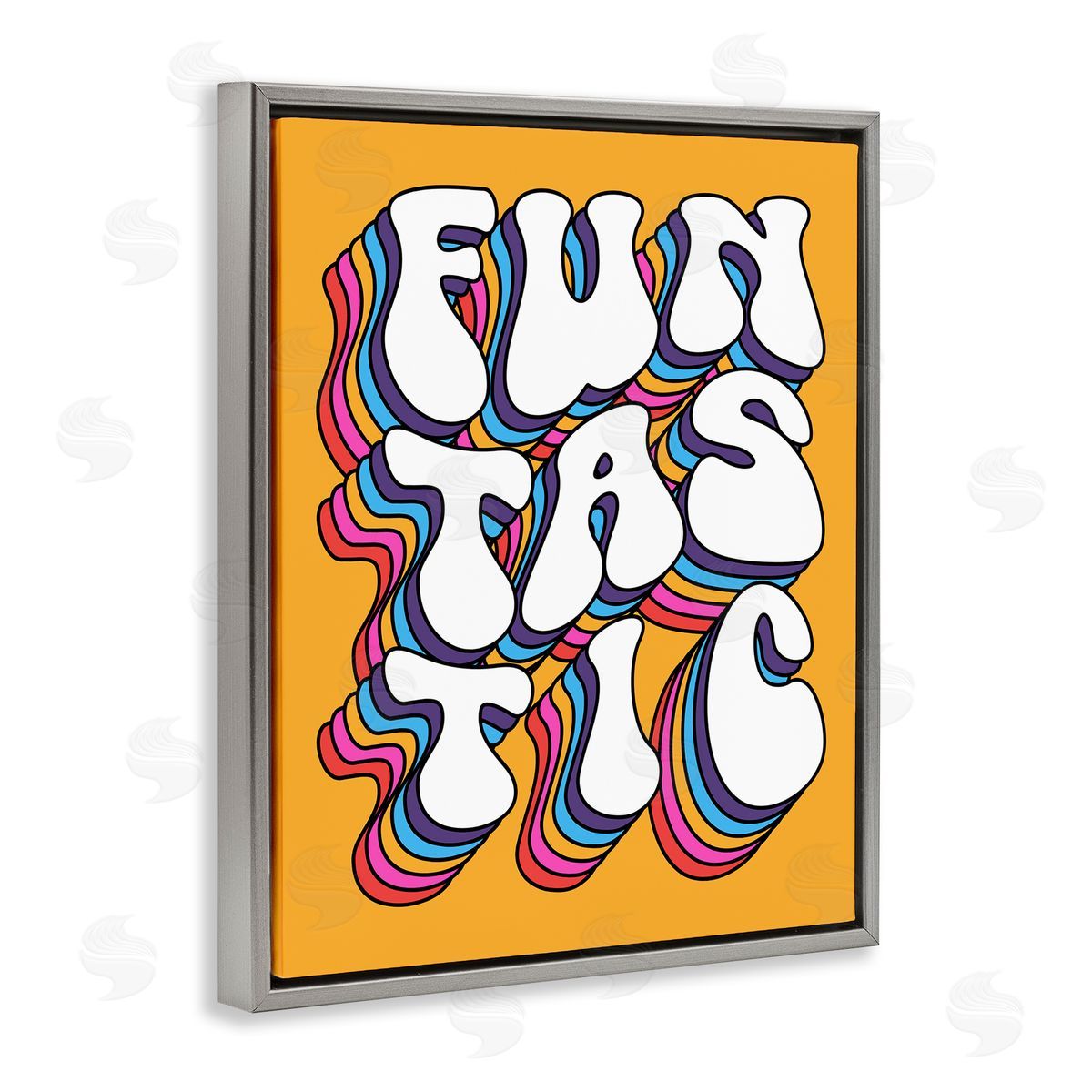 Ahmed Sameh Hussein Funtastic Groovy Typography Gray Floating Frame Canvas Wall Art Print