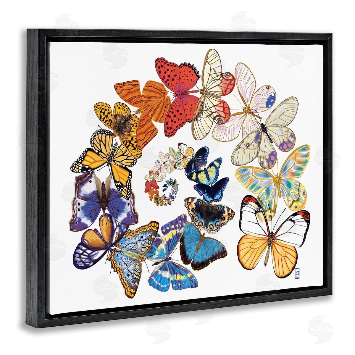 Ann Jasperson Fly Away Butterflies Black Floating Frame Canvas Wall Art Print