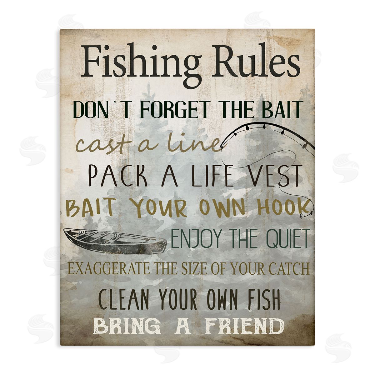 Kim Allen Fishing Rules List Canvas Wall Art Print
