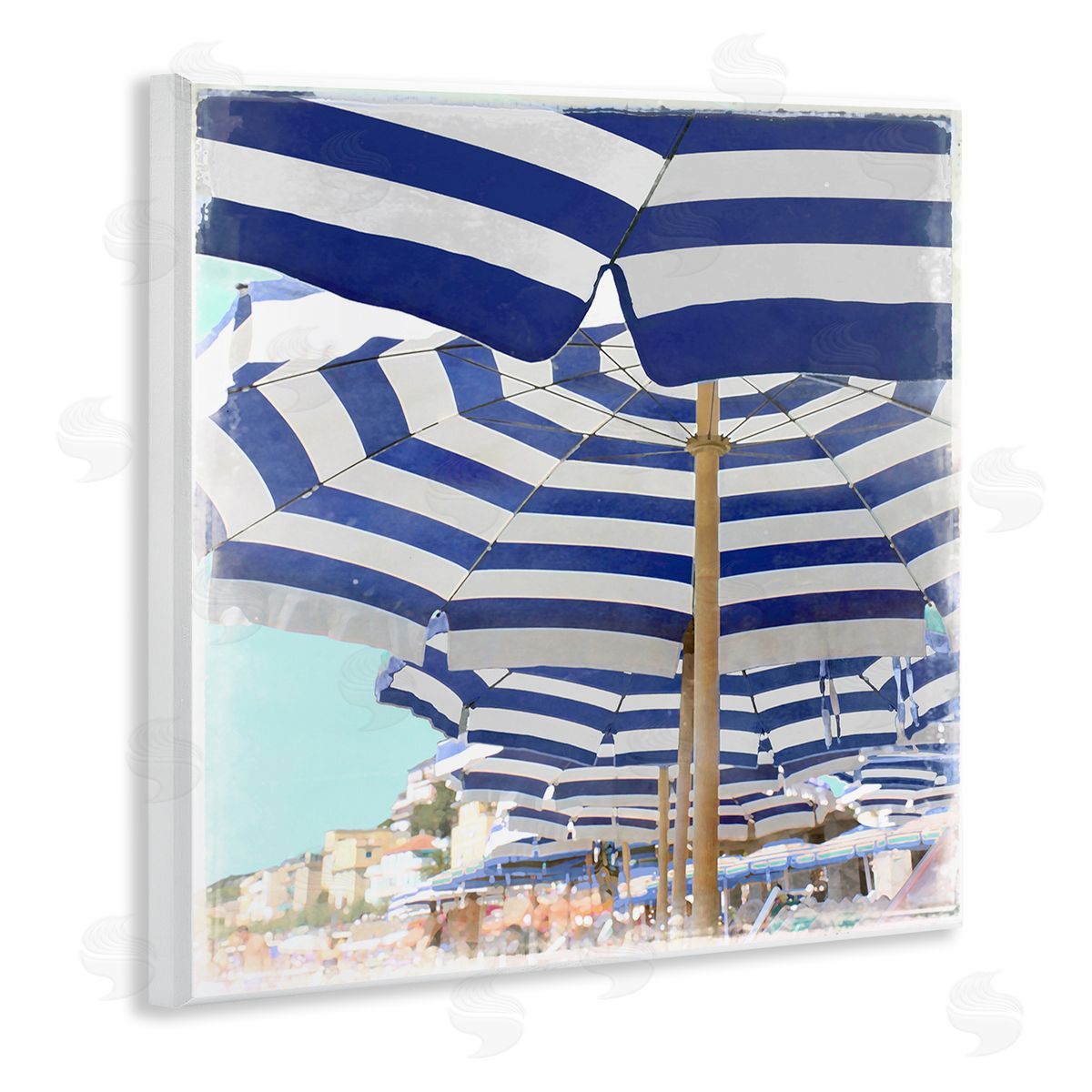 Charlie Carter Under Beach Umbrellas Wooden Wall Plaque Art Print