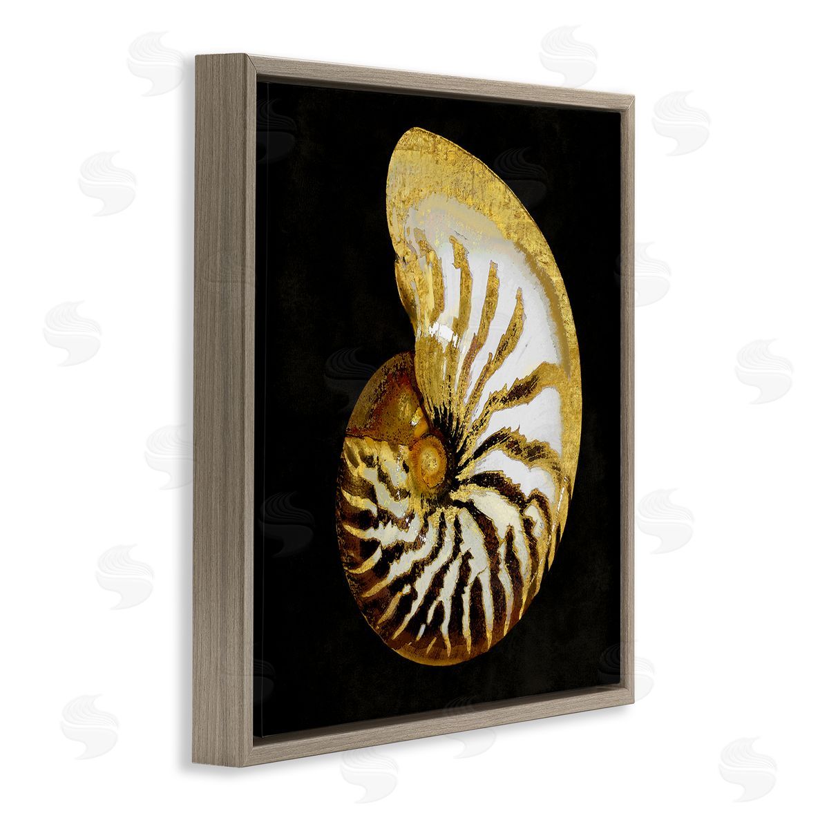 Caroline Kelly Spiral Patterned Shell Brown Floating Frame Canvas Wall Art Print
