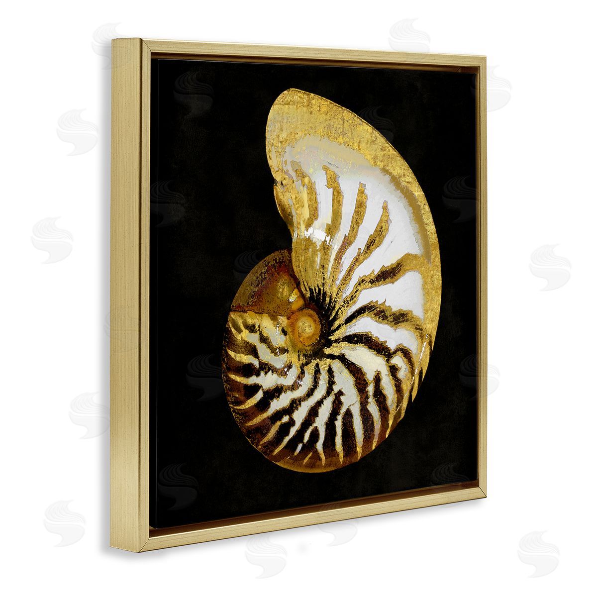 Caroline Kelly Spiral Patterned Shell Gold Floating Frame Canvas Wall Art Print