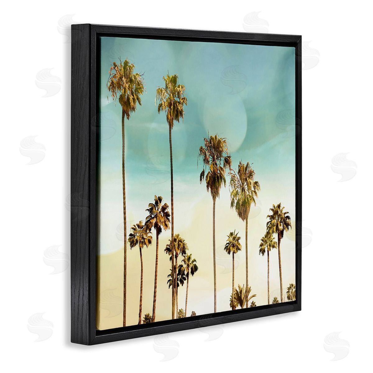 Devon Davis Palm Tree Beach Sky Black Floating Frame Canvas Wall Art Print