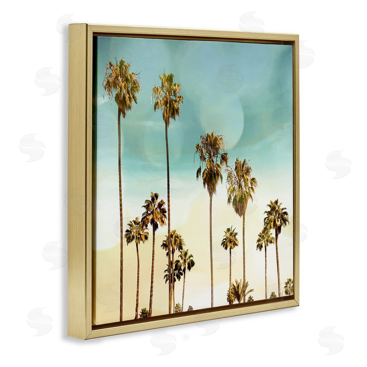 Devon Davis Palm Tree Beach Sky Gold Floating Frame Canvas Wall Art Print