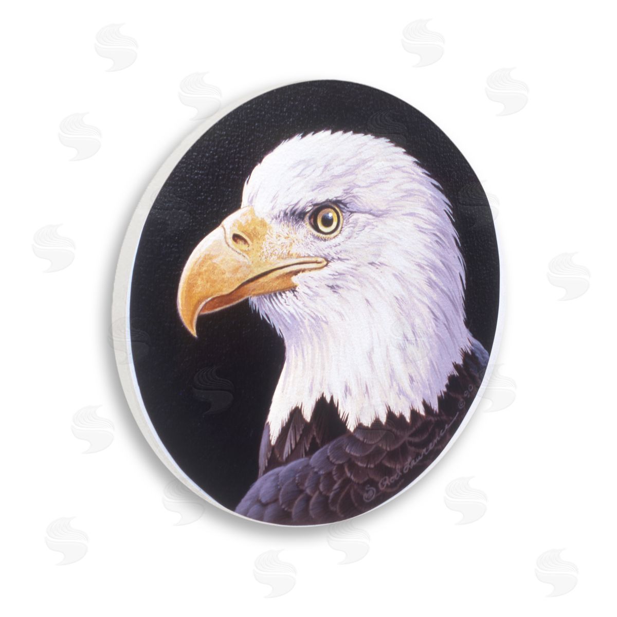 Rod Lawrence Bald Eagle Portrait Wooden Wall Plaque Art Print
