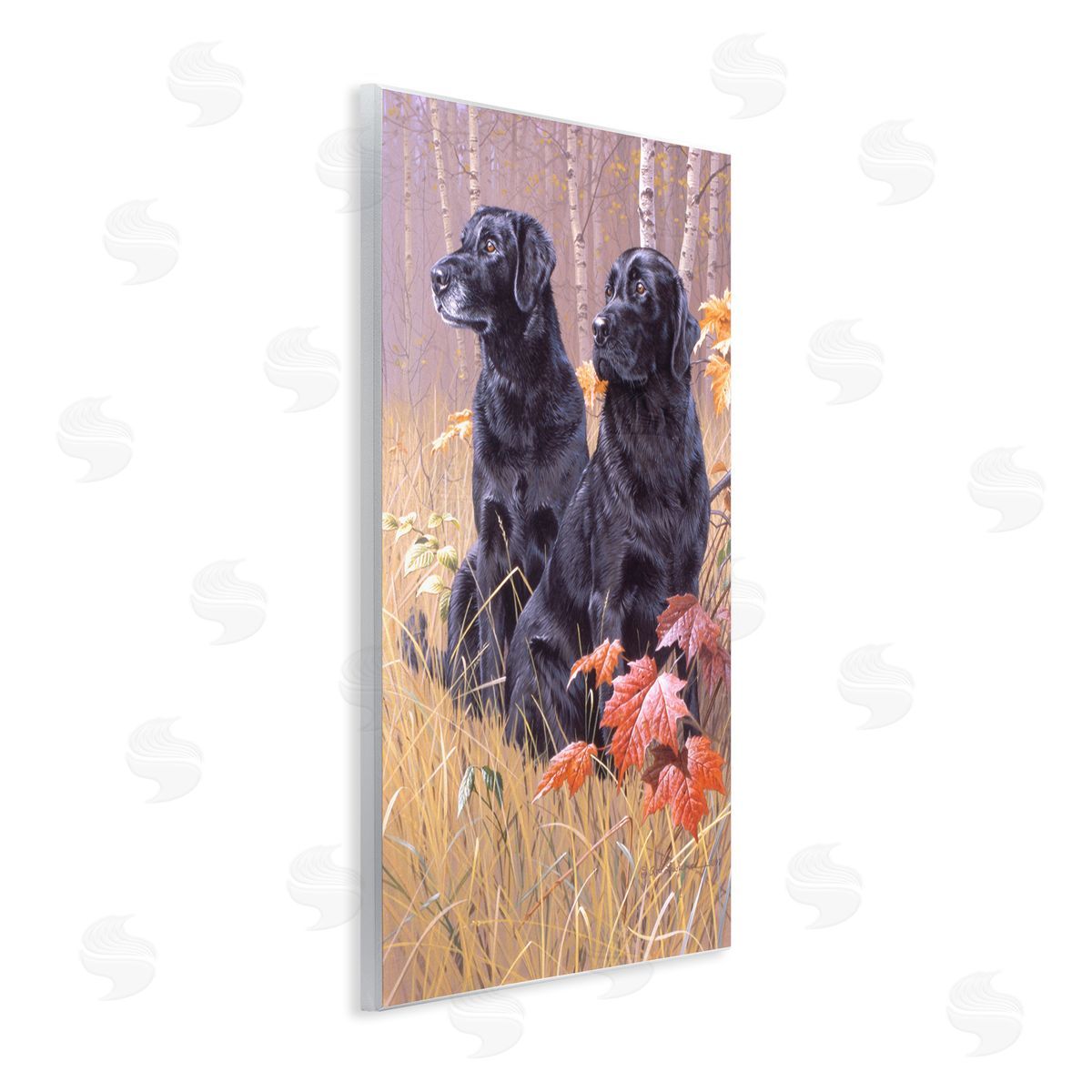 Rod Lawrence Autumnal Black Dogs Wooden Wall Plaque Art Print