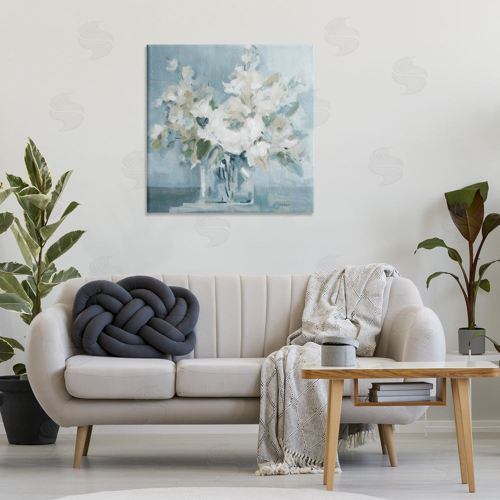 Carol Robinson Soft White Blossoms Vase Canvas Wall Art Print in Room
