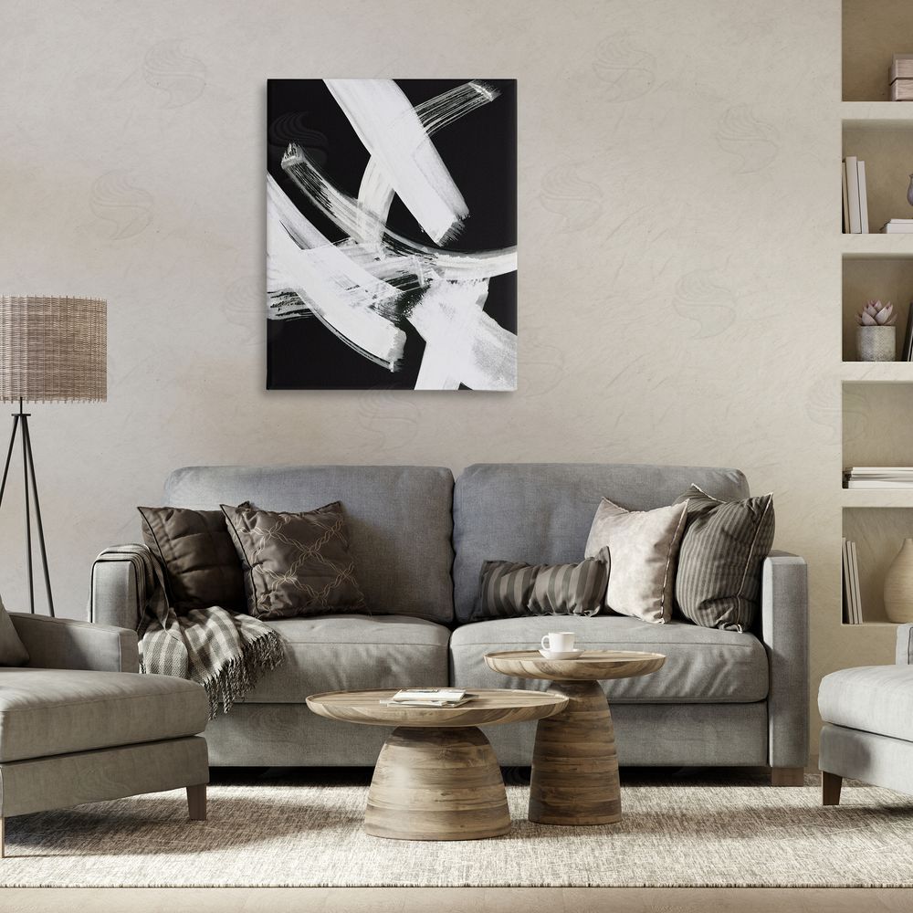 Susan Jill Curved Chaotic Brushstrokes Canvas Wall Art Print in Room