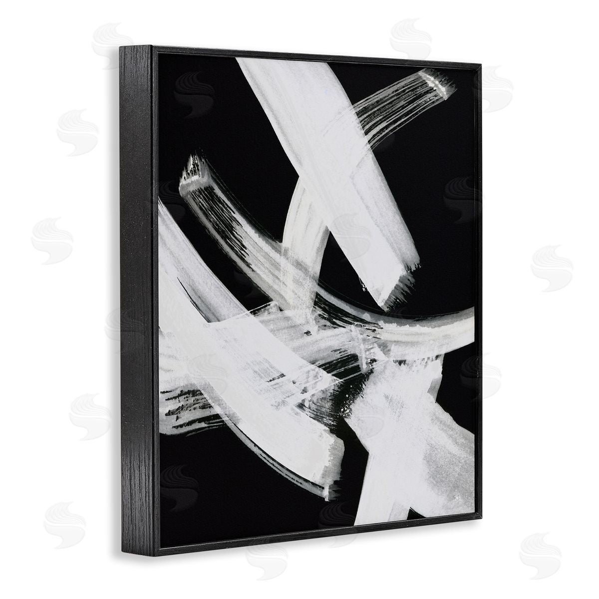 Susan Jill Curved Chaotic Brushstrokes Black Framed Giclee Wall Art Print