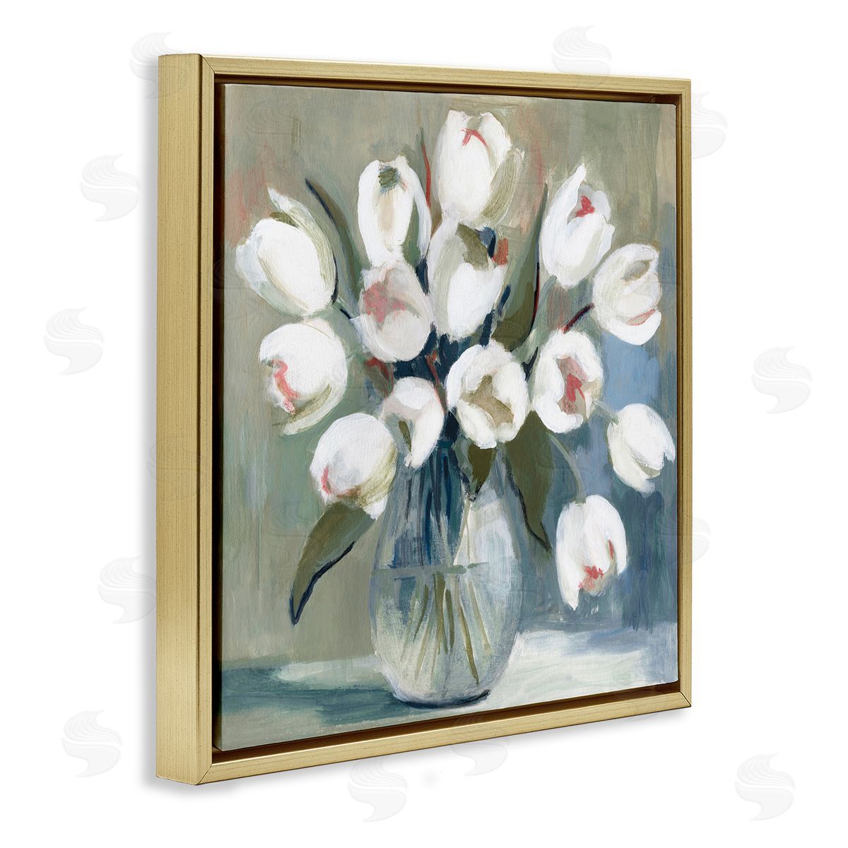 Charity Henderson White Tulip Vase Gold Floating Frame Canvas Wall Art Print