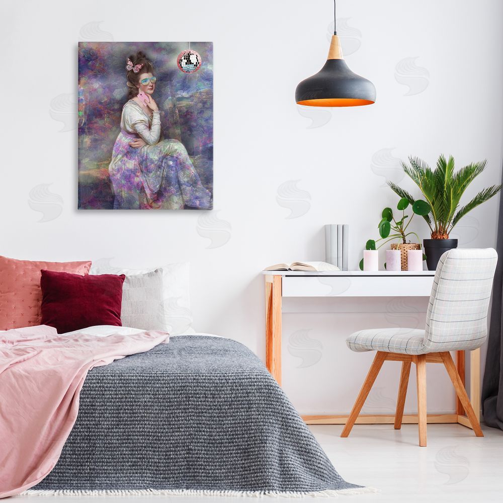 George Romney Timeless Woman with Disco Ball Canvas Wall Art Print in Room