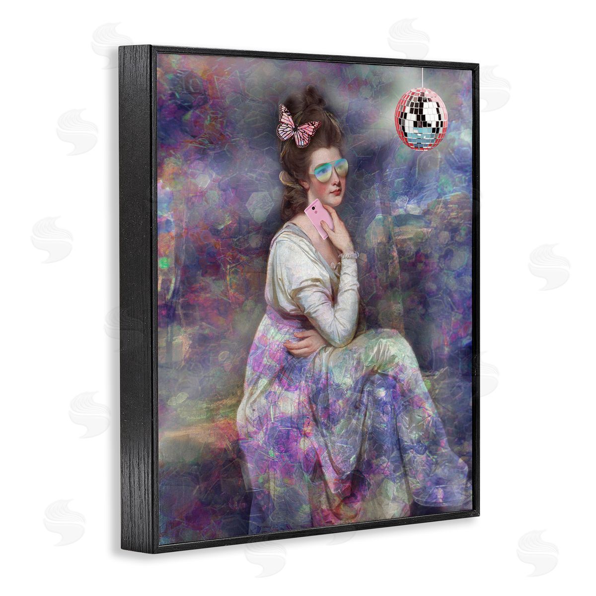 George Romney Timeless Woman with Disco Ball Black Framed Giclee Wall Art Print