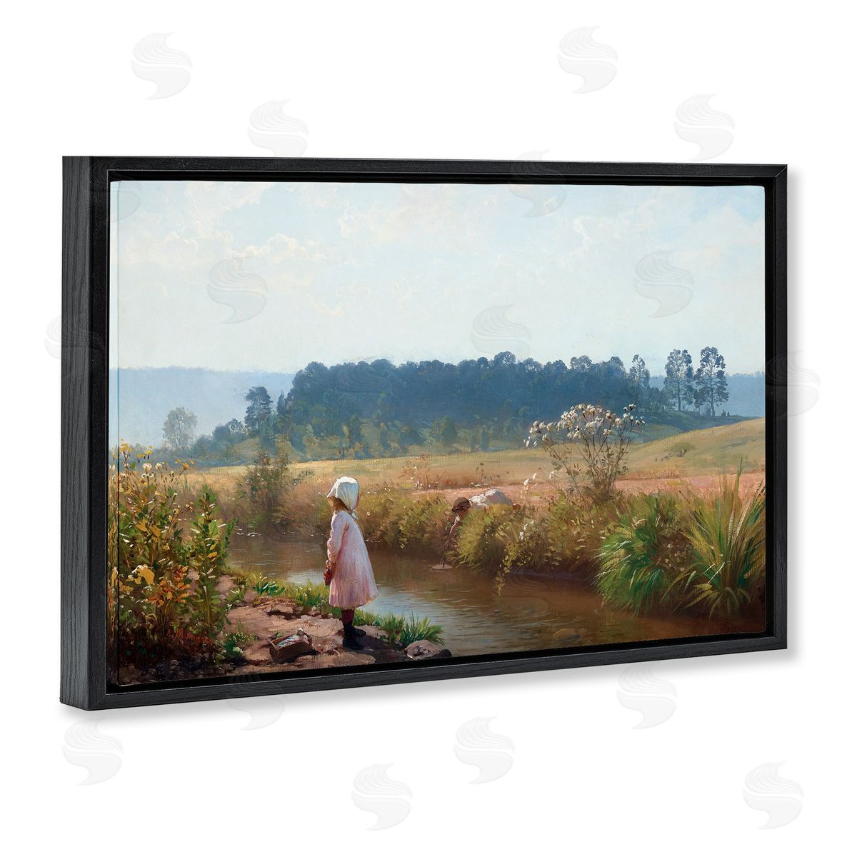 August Malmstrom Down By The River Black Floating Frame Canvas Wall Art Print